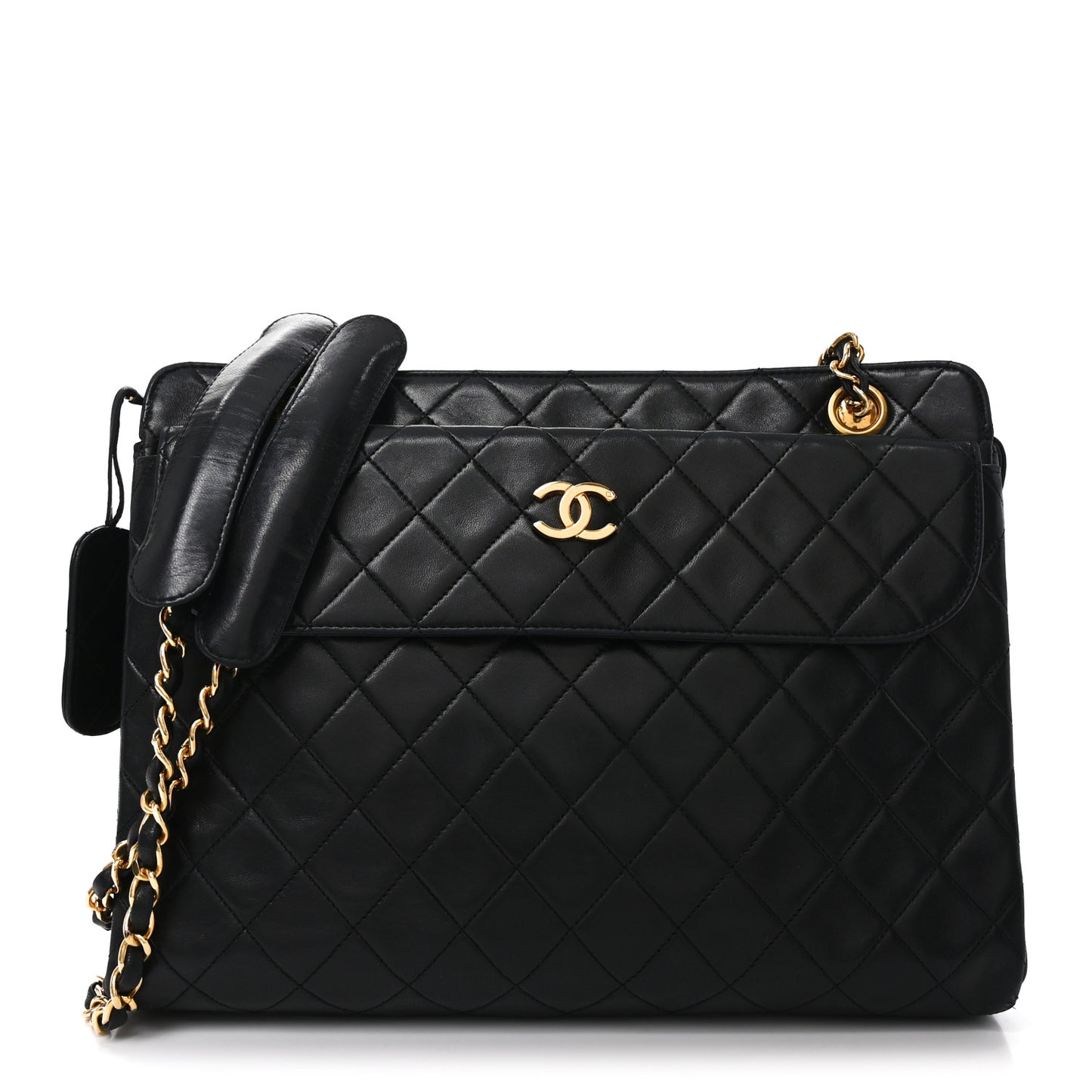 Lambskin Quilted Shoulder Bag Black