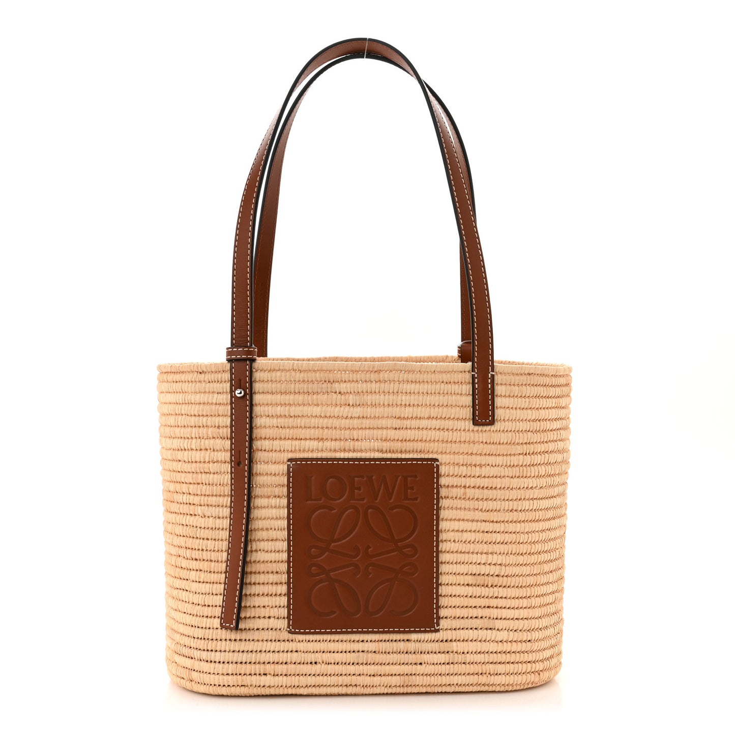 Raffia Small Square Basket Tote Bag Natural Tan