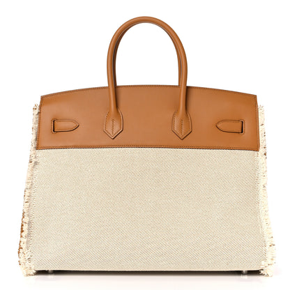Hermes Swift Twill H Fray Fray Birkin 35 Sesame Ecru 4 of 34