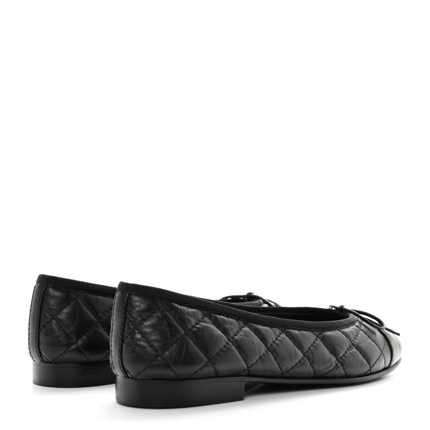 Chanel Aged Calfskin Quilted CC Cap Toe Ballerina Flats 36 Black 4 of 8