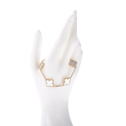 Van Cleef & Arpels 18K Yellow Gold Mother of Pearl 5 Motifs Vintage Alhambra Bracelet 2 of 5