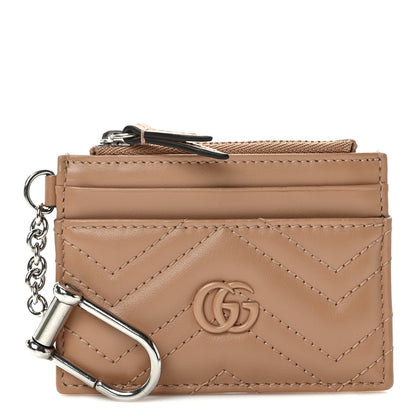 Gucci Calfskin Matelasse Monochrome GG Marmont Key Case Card Holder Camelia 1 of 9