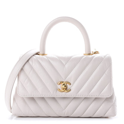 Chanel Calfskin Chevron Quilted Mini Coco Handle Flap Rose Pale 1 of 11