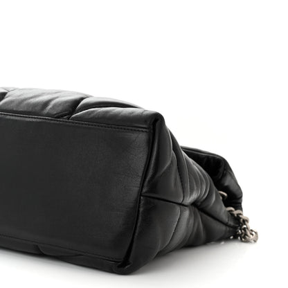Saint Laurent Lambskin Quilted Medium Loulou Puffer Monogram Chain Satchel Black 10 of 10