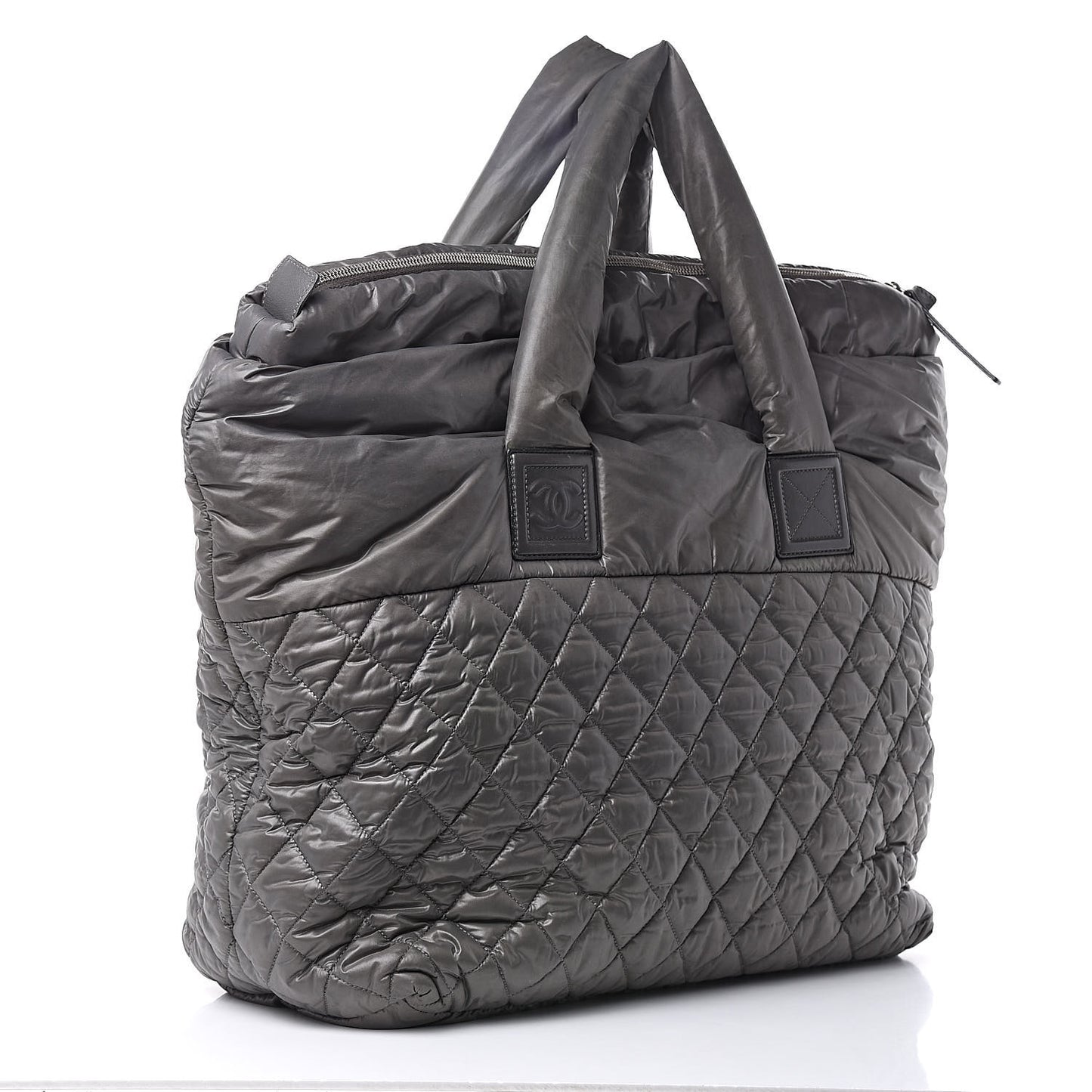 Nylon Quilted Large Coco Cocoon Tote Grey