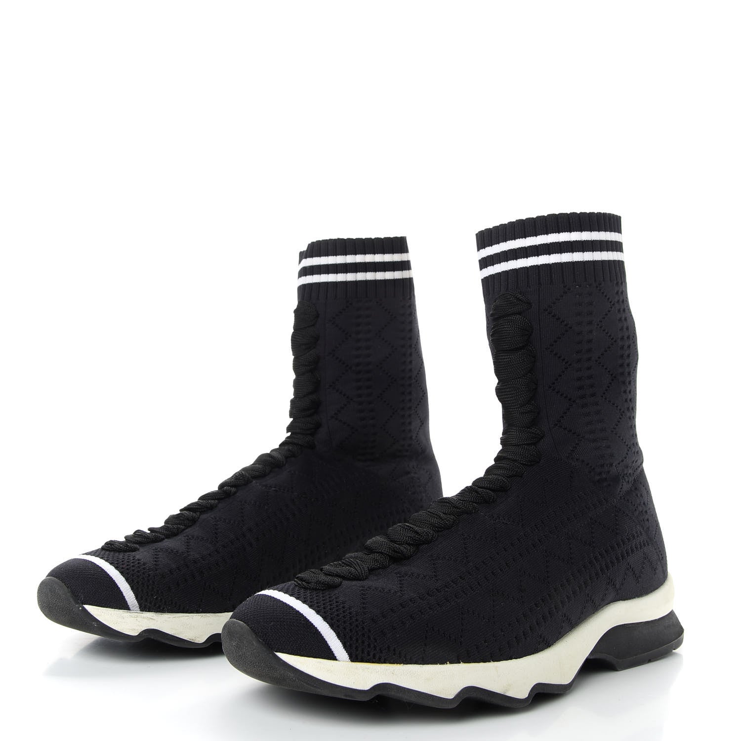 Fendi Stretch Knit Womens Sock Sneakers 37 Black 3 of 9