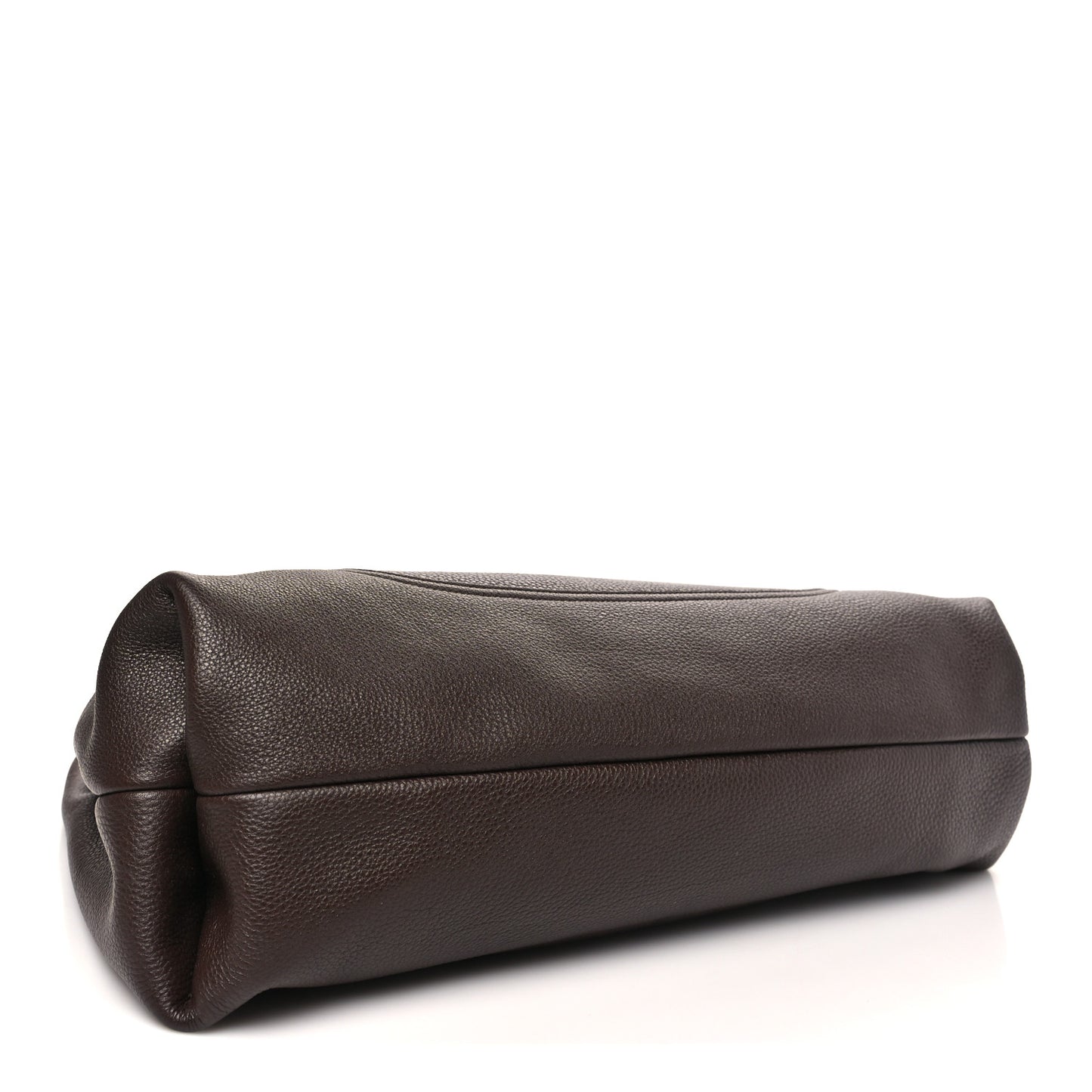 Grained Calfskin Softbit Maxi Shoulder Bag Dark Brown