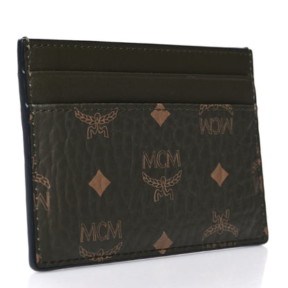 MCM Calfskin Nylon Reflective Mini Card Case Green 3 of 7