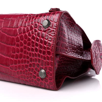Balenciaga Calfskin Crocodile Embossed Neo Classic Silver Hardware S City Raspberry 8 of 8