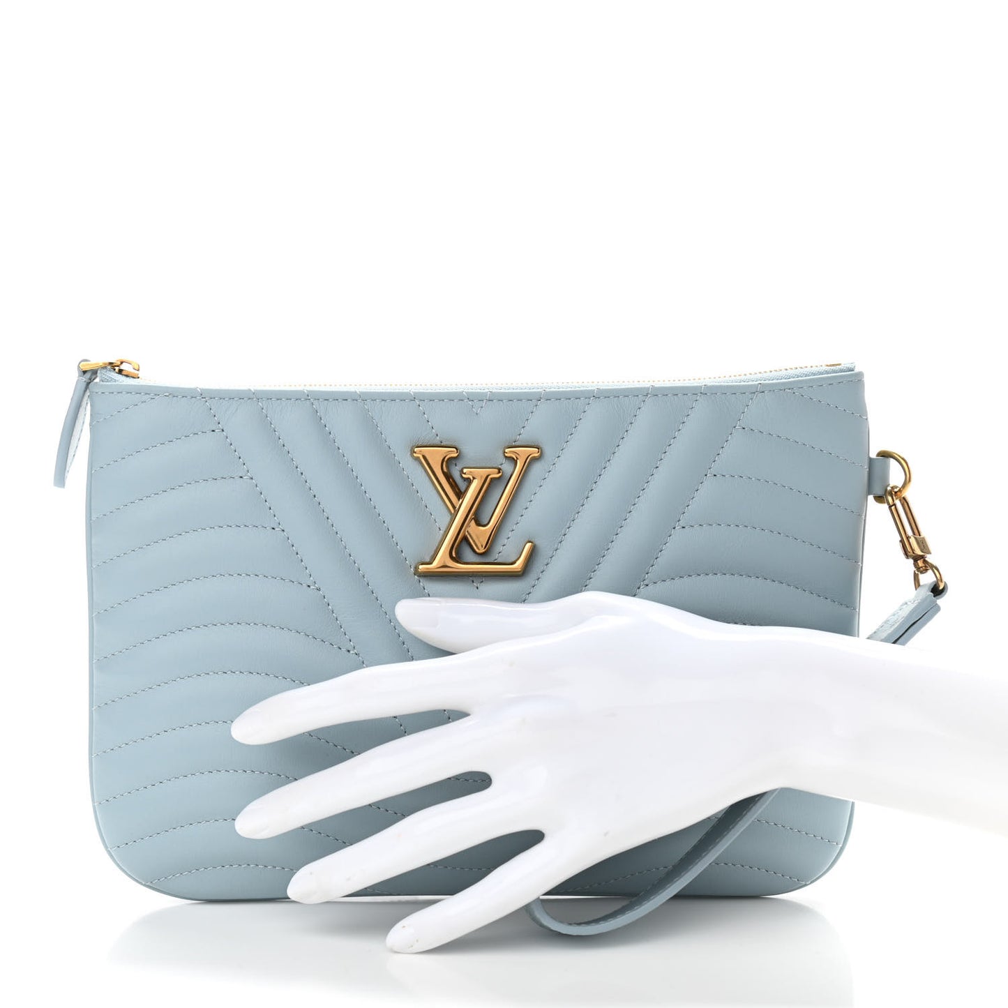 Calfskin New Wave Zipped Pochette Porcelain Blue