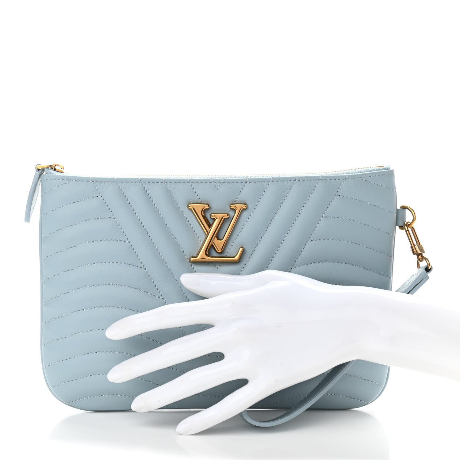 Louis Vuitton Calfskin New Wave Zipped Pochette Porcelain Blue 2 of 8
