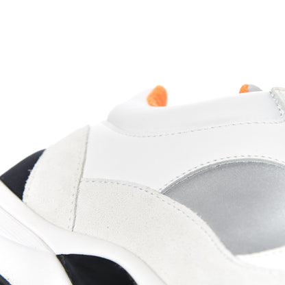 Chanel Nylon Calfskin Suede CC Womens Sneakers 37 White Orange 11 of 15