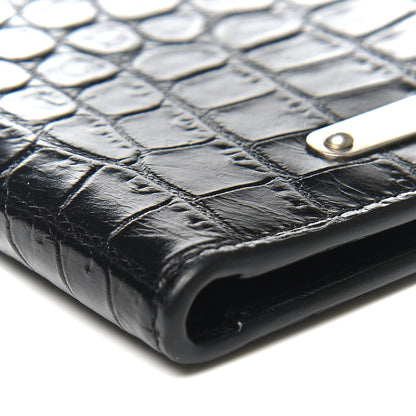 Saint Laurent Calfskin Crocodile Embossed East West Wallet Black 5 of 11