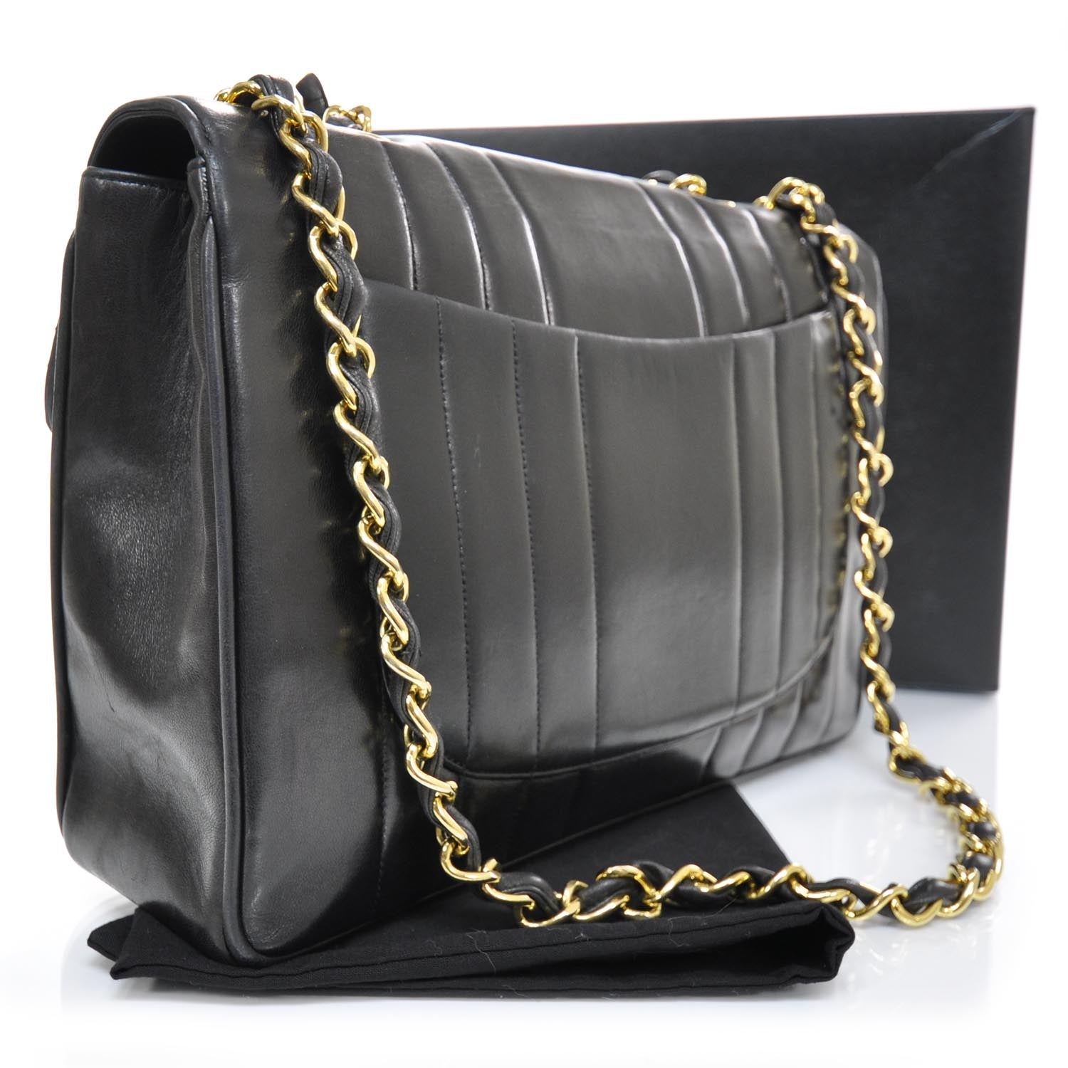 Chanel Lambskin Vertical Quilt Jumbo Flap Black 2 of 11