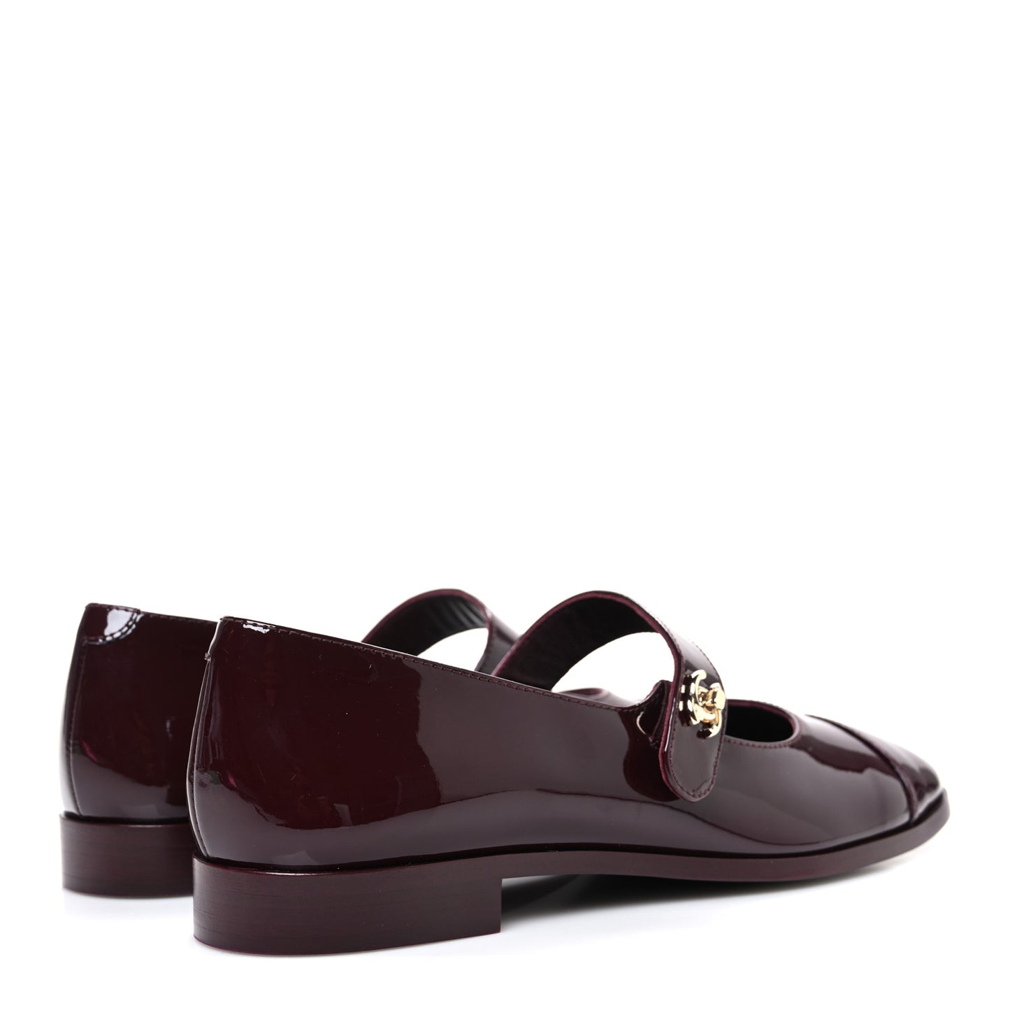 Patent Calfskin Mary Janes Flats 39.5 Burgundy