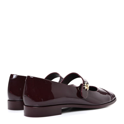 Chanel Patent Calfskin Mary Janes Flats 39.5 Burgundy 5 of 11