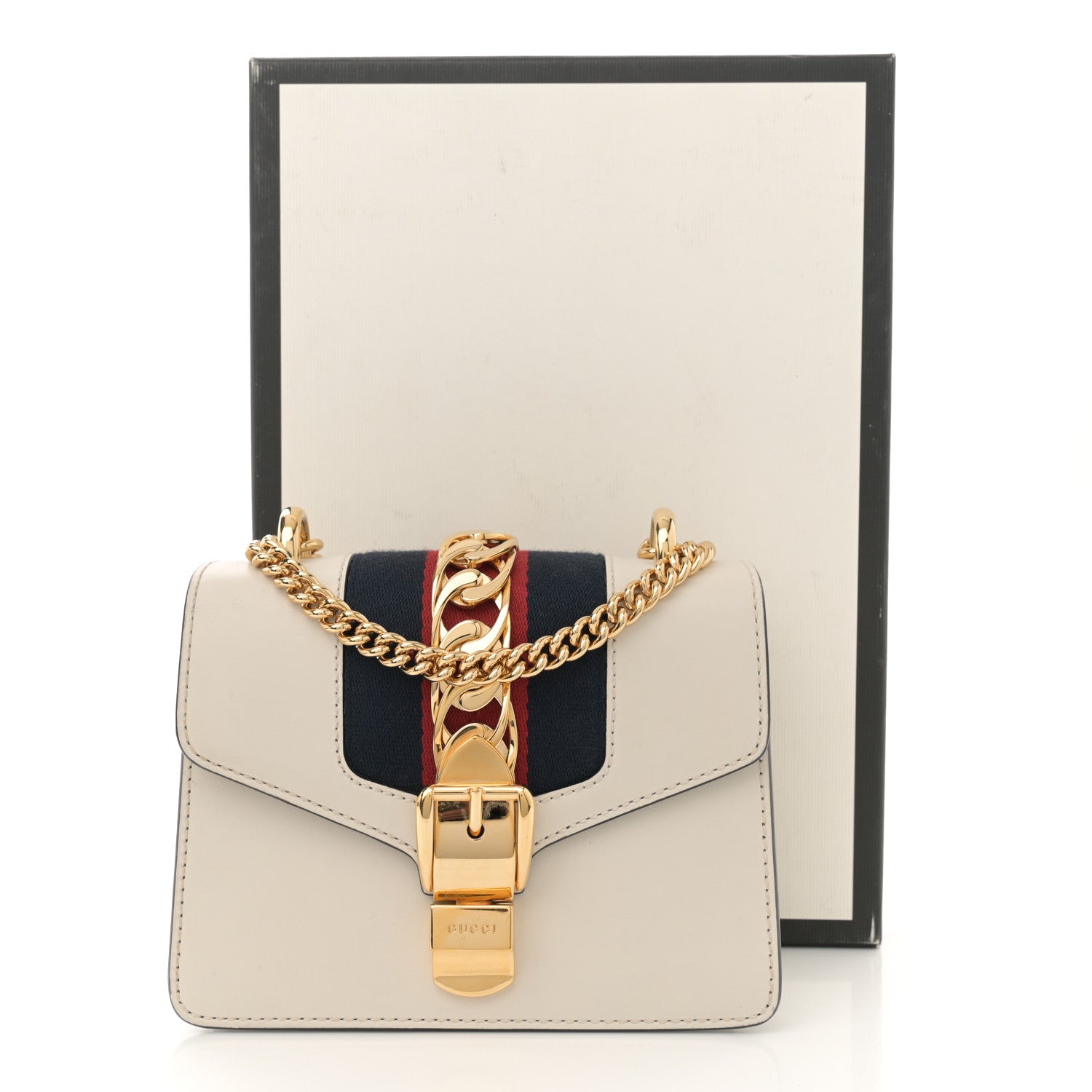 Gucci Calfskin Mini Sylvie Chain Shoulder Bag White 12 of 12