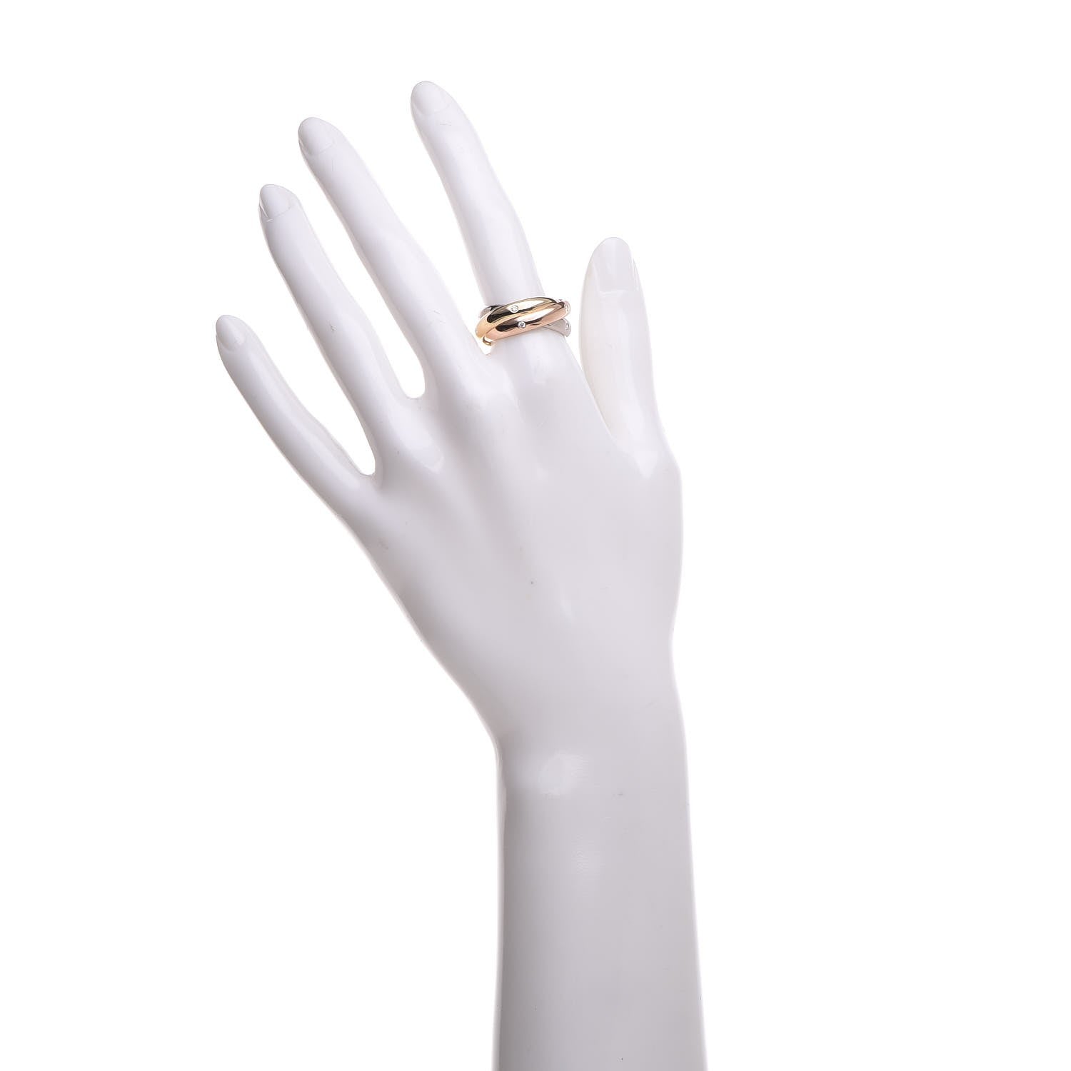 Cartier 18K Pink Yellow White Gold Diamond Trinity Ring 54 6.75 2 of 6