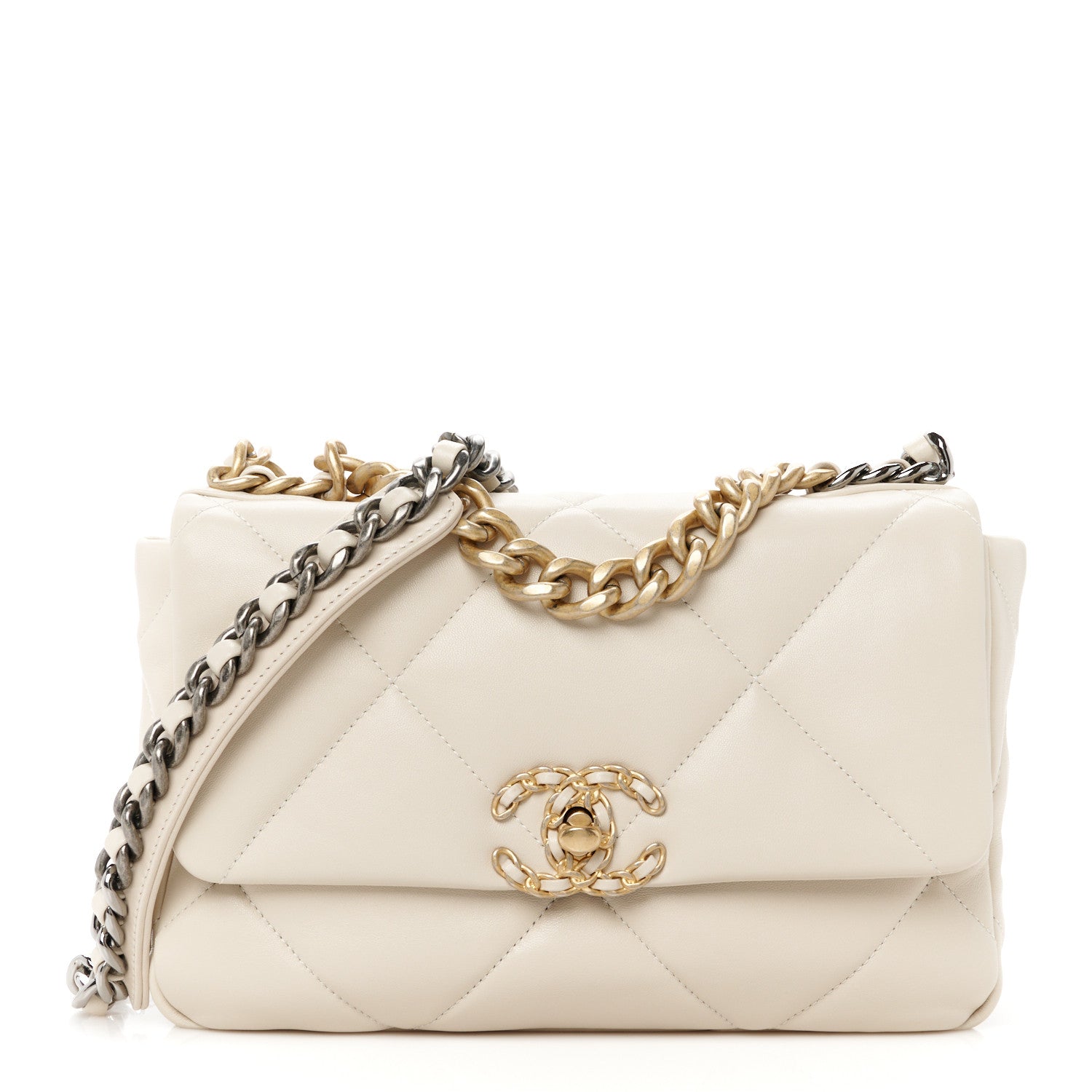 Chanel Lambskin Quilted Medium Chanel 19 Flap Light Beige 1 of 10