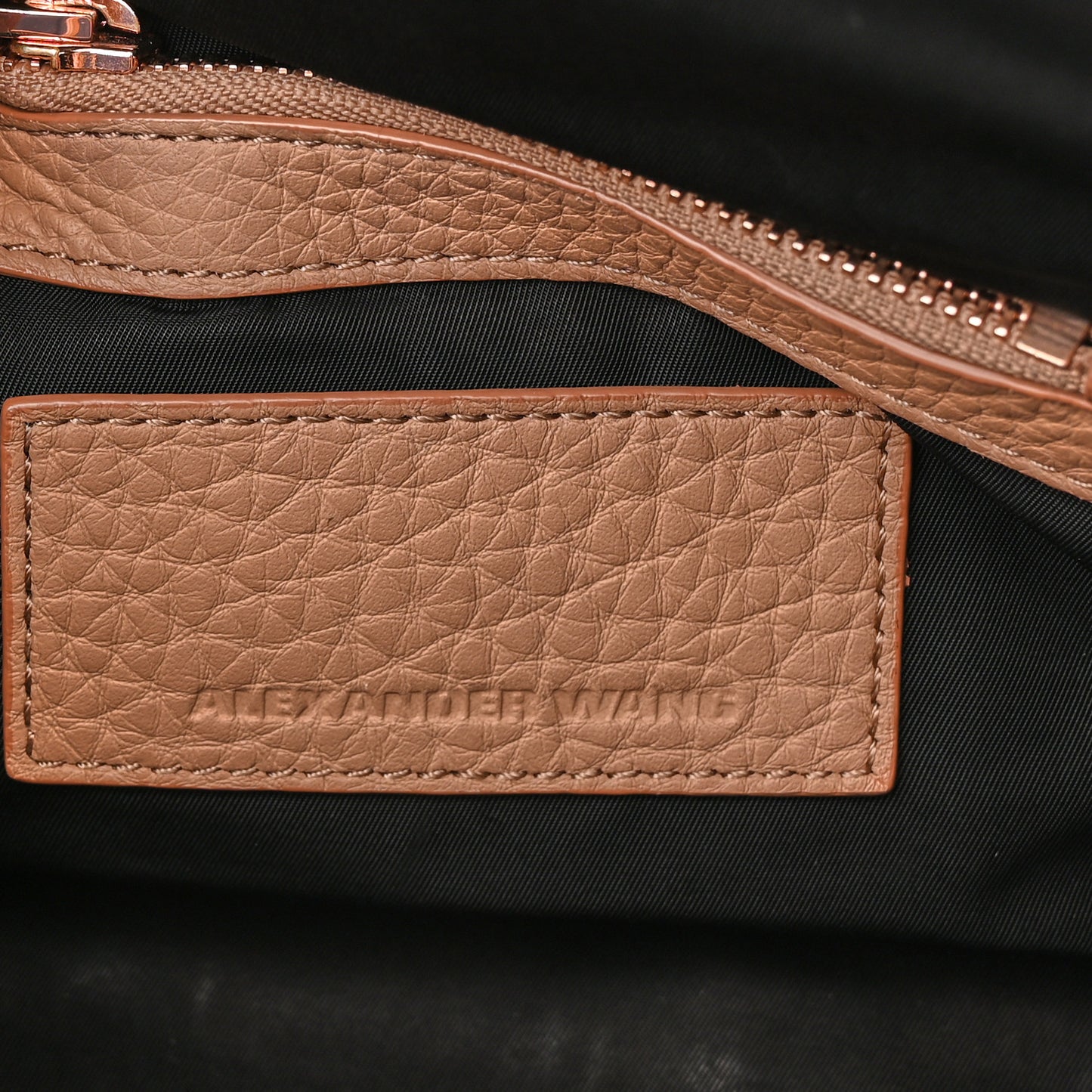 Pebbled Lambskin Mini Rockie Latte Rose Gold Hardware