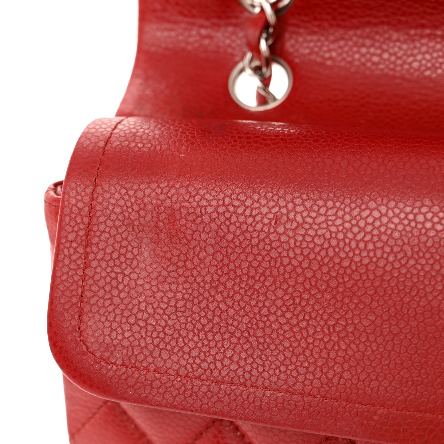 Caviar Quilted Medium Double Flap Dark Red