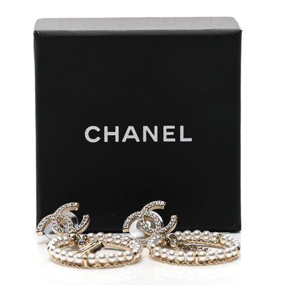 Chanel Crystal Pearl Chanel Charms CC Drop Earrings Gold 6 of 6