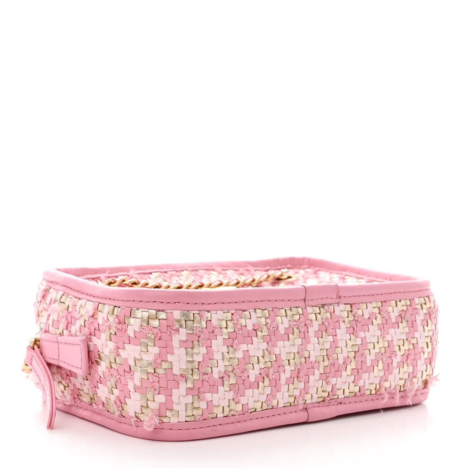 Chanel Metallic Lambskin Viscose Woven Camera Case Rose Beige 4 of 11