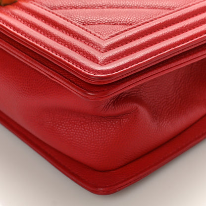 Chanel Caviar Chevron Quilted Medium Boy Flap Red 9 of 9