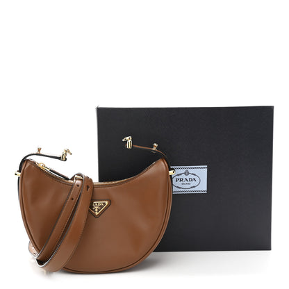 Prada Soft Calfskin Small Arque Shoulder Bag Cognac 11 of 11
