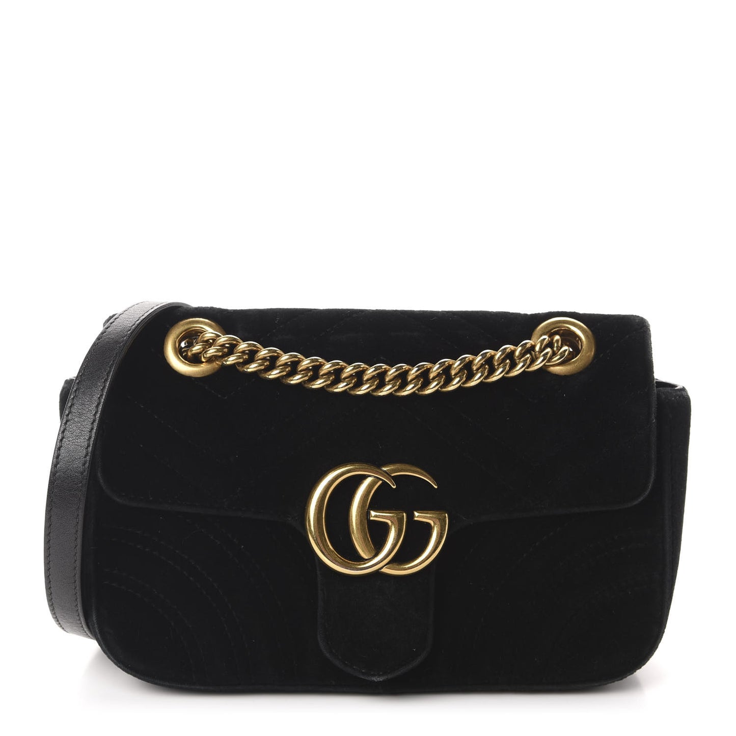 Velvet Matelasse Mini GG Marmont Shoulder Bag Black
