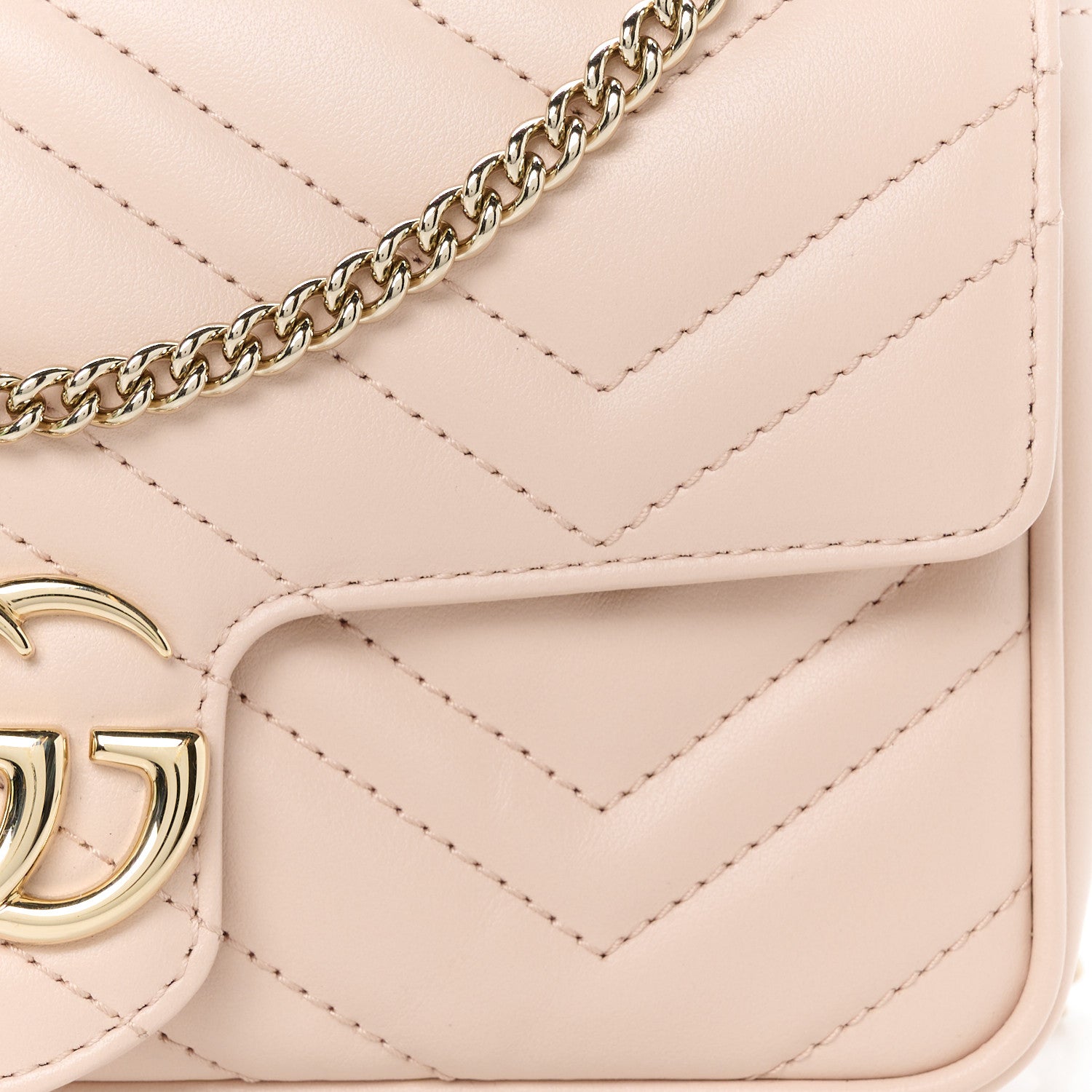 Gucci Calfskin Matelasse Mini GG Marmont Shoulder Bag With Card Holder Pink Beige Taupe 9 of 12