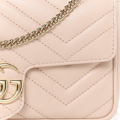 Gucci Calfskin Matelasse Mini GG Marmont Shoulder Bag With Card Holder Pink Beige Taupe 9 of 12