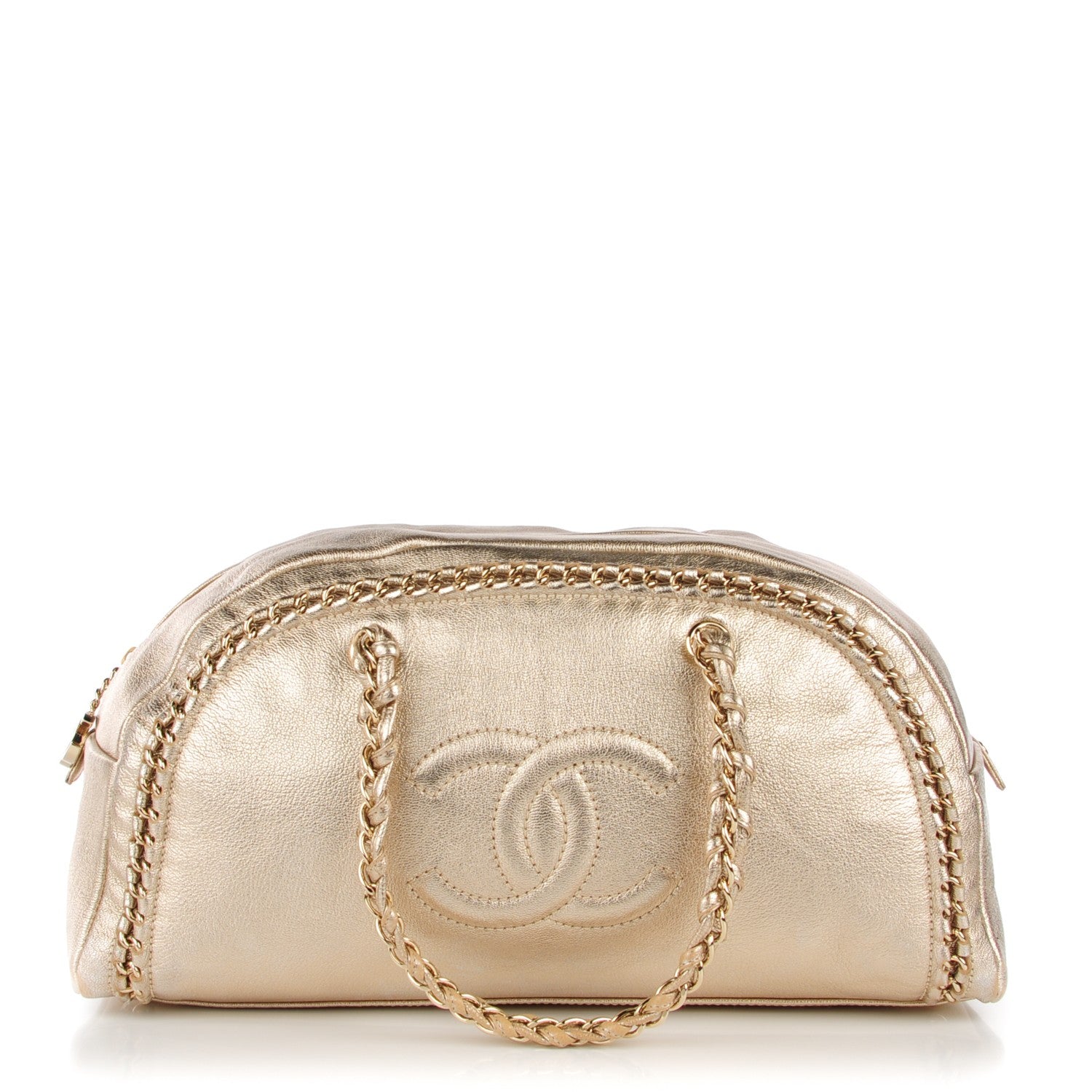 Chanel Metallic Goatskin Large Luxe Ligne Bowler Gold 12 of 22