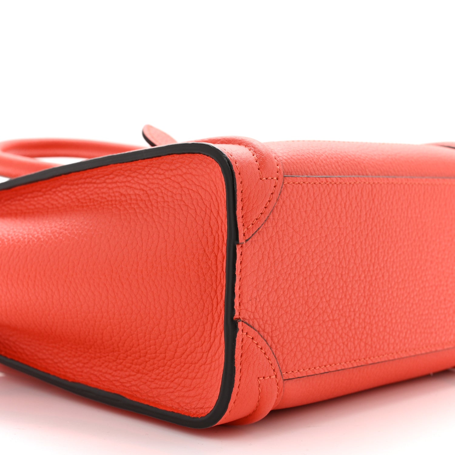 Celine Drummed Calfskin Nano Luggage Vermillion 8 of 9