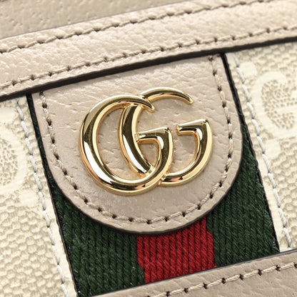 Gucci GG Supreme Monogram Textured Dollar Calfskin Web Ophidia Card Holder Beige Mystic White Oatmeal 7 of 8