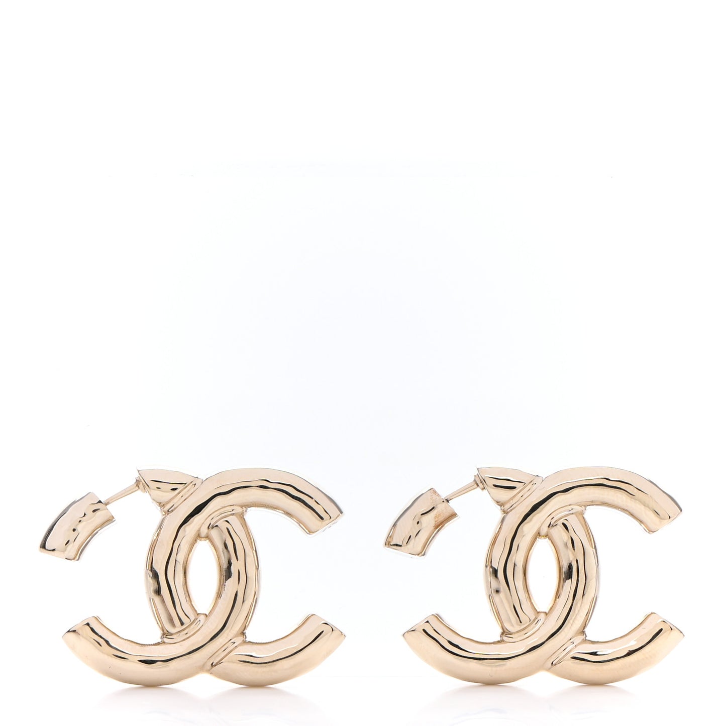 Metal Large CC Earrings Light Gold