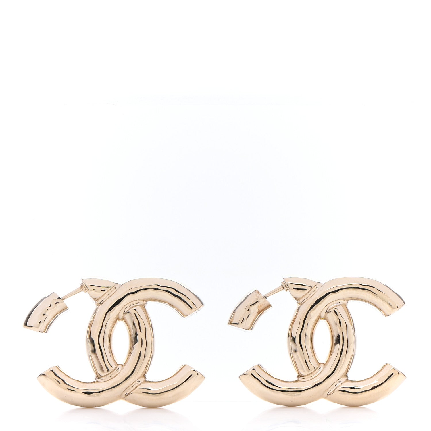 Chanel Metal Large CC Earrings Light Gold 1 of 4