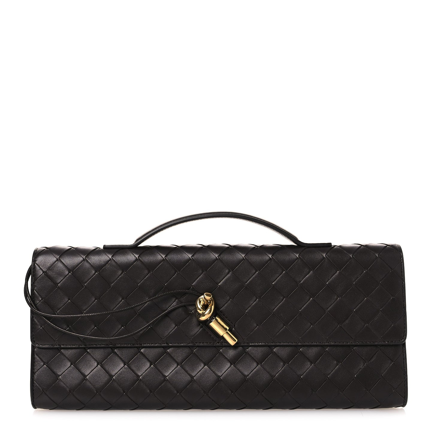 Nappa Intrecciato Long Andiamo Top Handle Clutch Fondant