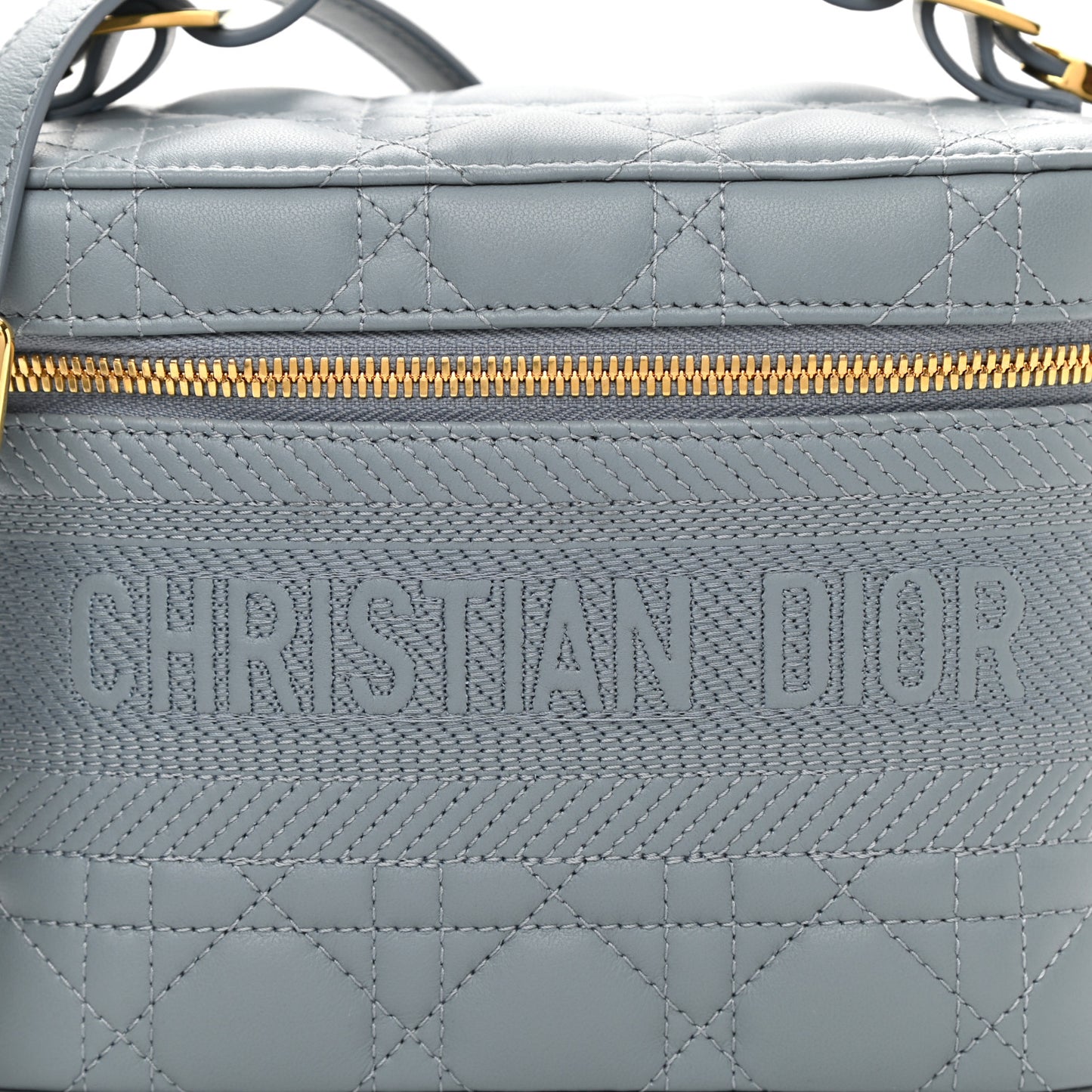 Lambskin Cannage Small Diortravel Vanity Case Cloud Blue