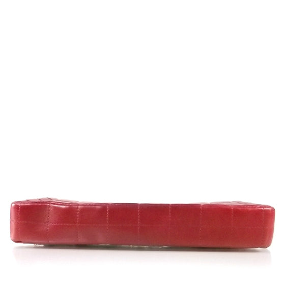 Lambskin East West Chocolate Bar Flap Red