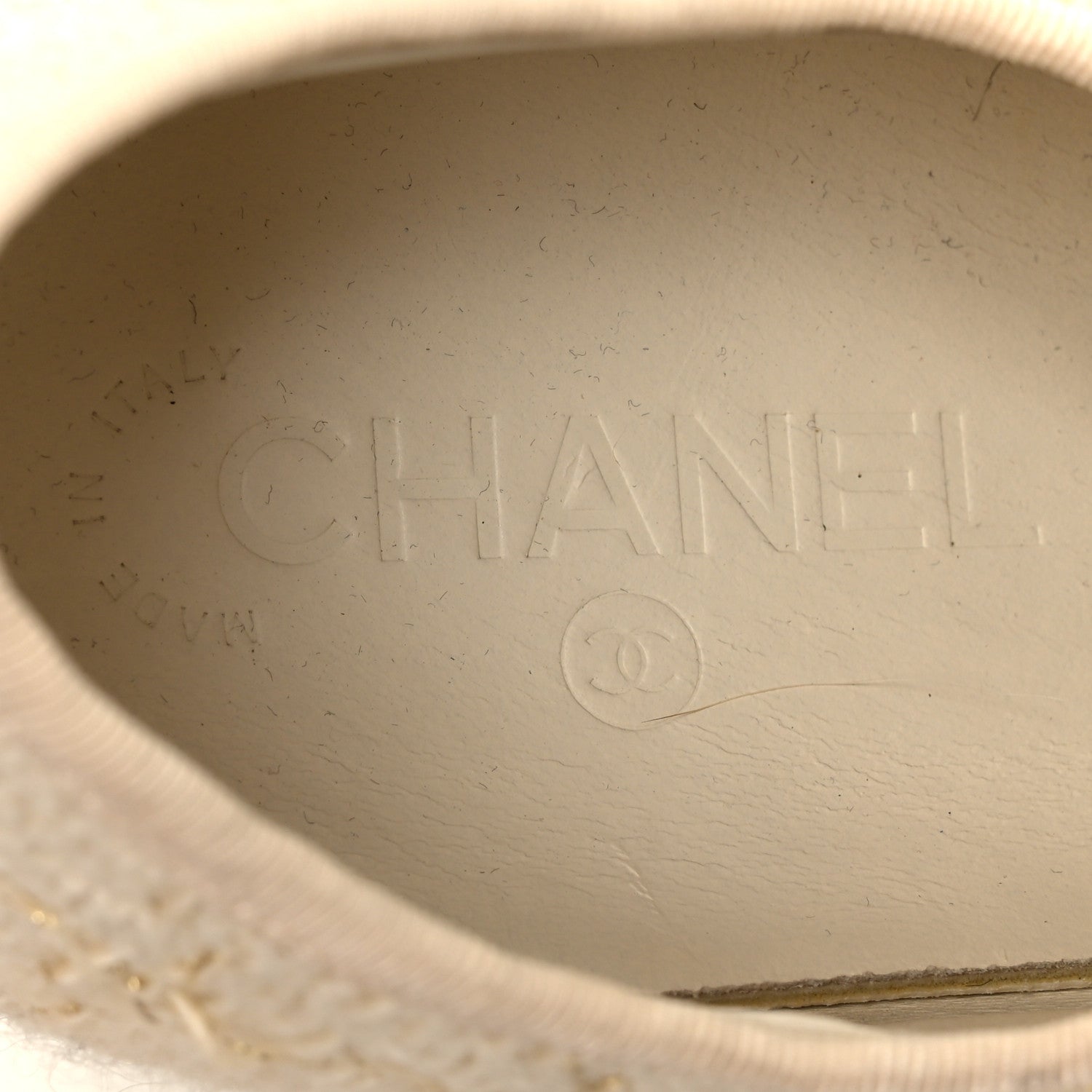 Chanel Tweed Lace Up Sneakers 39 Gold Ecru 7 of 8