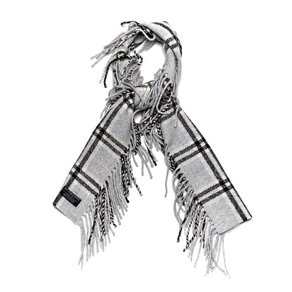 Burberry Merino Angora Cashmere Check Happy Fringe Scarf Light Blue 1 of 4