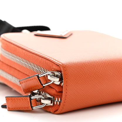 Prada Saffiano Phone Crossbody Pouch Papaya 10 of 14