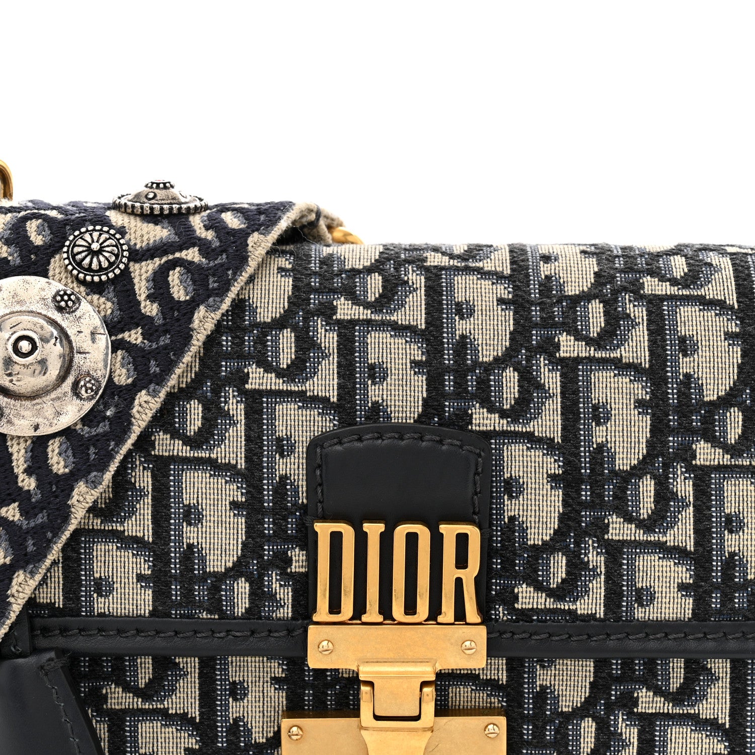 Christian Dior Oblique Small DiorAddict Flap Bag Navy Blue 8 of 12