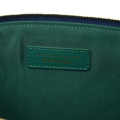 Chanel Jersey Quilted Medium Cosmetic Case Blue 5 of 8