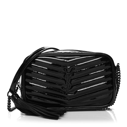 Saint Laurent Patent Calfskin Matelasse Monogram Mini Lou Camera Bag Black 1 of 10