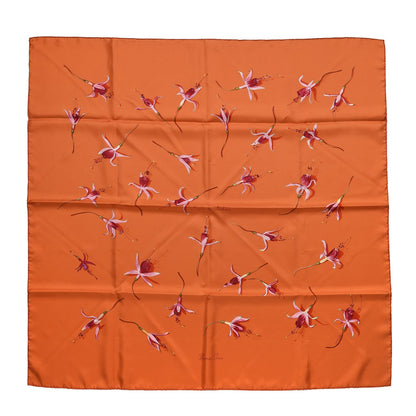 Hermes Silk Fleurs De Fuchsia Scarf 90 Orange 1 of 6