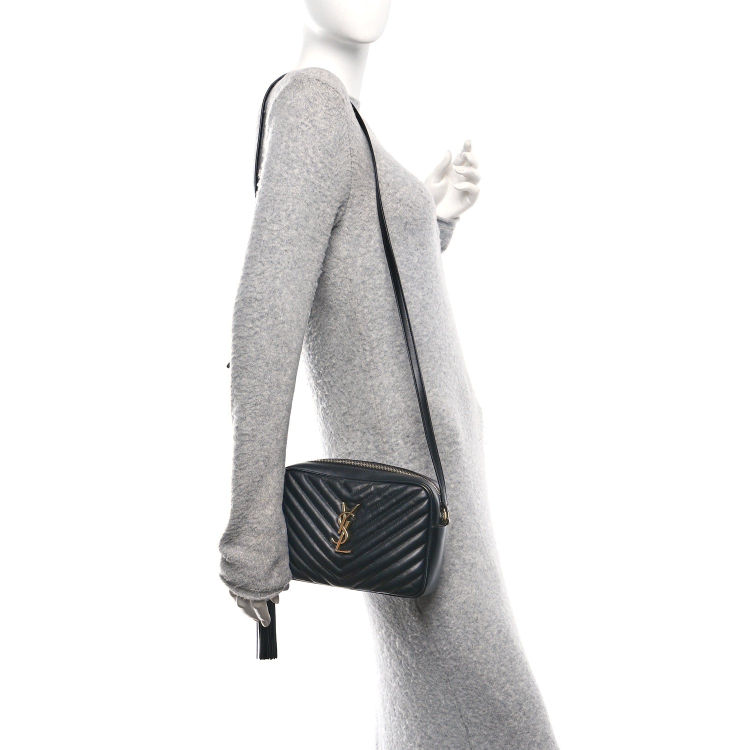 Saint Laurent Calfskin Matelasse Monogram Lou Camera Bag Black 2 of 10