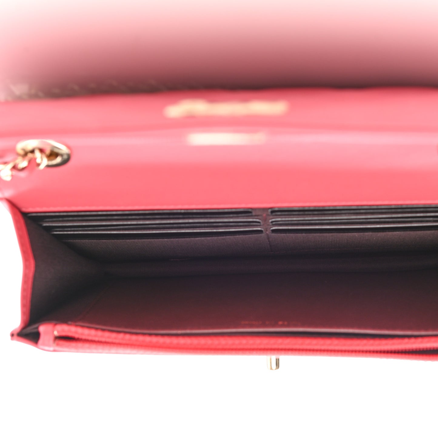 Lambskin Quilted Trendy CC Wallet On Chain WOC Bright Pink