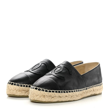 Chanel Lambskin CC Espadrilles 35 Black 3 of 9